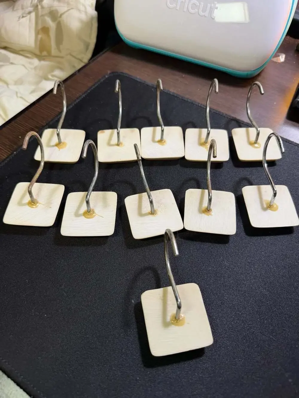 Vintage Square Shower Curtain Hooks Set of 11